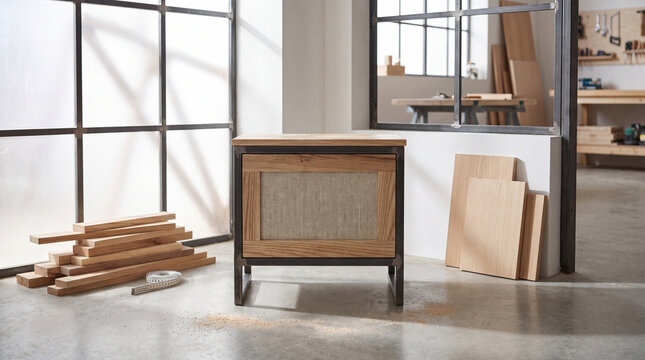 Refined Upcycled Side Table Styled In Working Maker Studio Interior