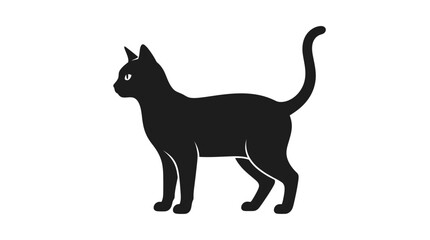 Black cat silhouette, feline icon, animal symbol, pet graphic isolated on White Background Silhouette © Humayra