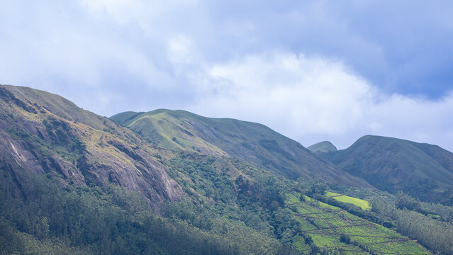 Cloud-Covered Mountain Landscape in Munnar, Kerala