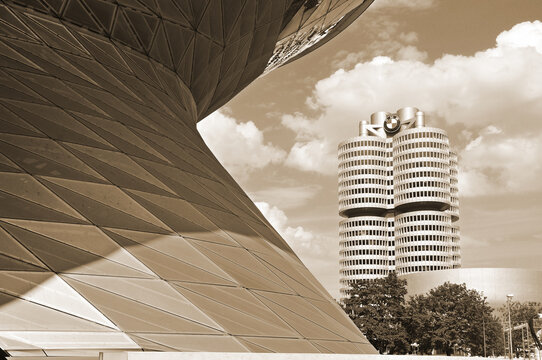MUNICH GERMANY: BMW building museum. The BMW Museum is located near the Olympiapark in Munich and was established in 1972 shortly before the Summer Olympics