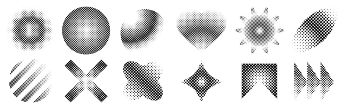 halftone dotted shapes, vector file