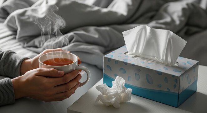 Essential tea remedies and tissues for effective cold and flu relief and comfort