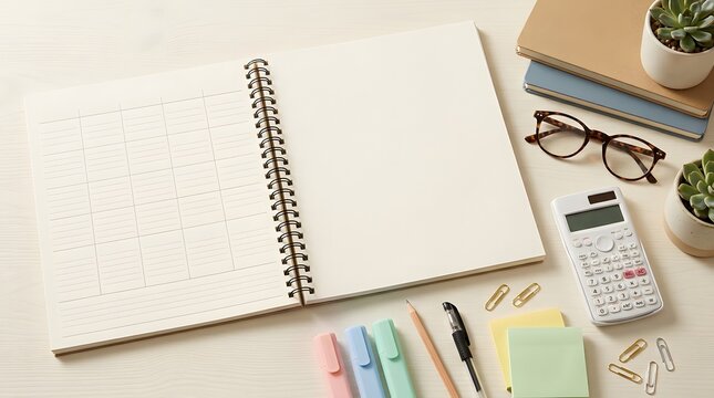 Office supplies and stationery on a desk