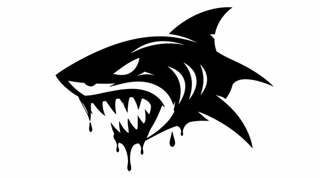 Aggressive shark mascot logo with dripping blood effect