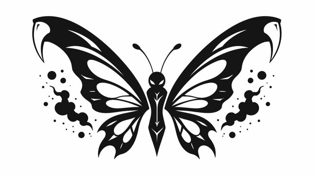 Ornate butterfly stencil with intricate wing patterns and dots.