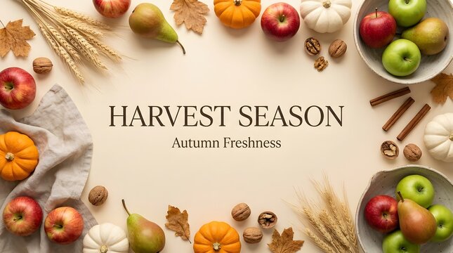 Harvest season autumn freshness fruits and vegetables