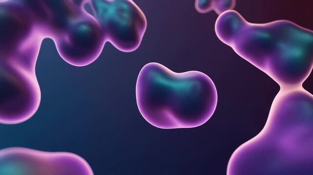 Abstract Liquid Droplets Morphing and Pulsating, Bioluminescent Ambiance
