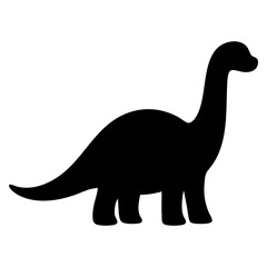 Simple black brontosaurus silhouette isolated on white background, flat vector icon for prehistoric animals, education and design © Katerina