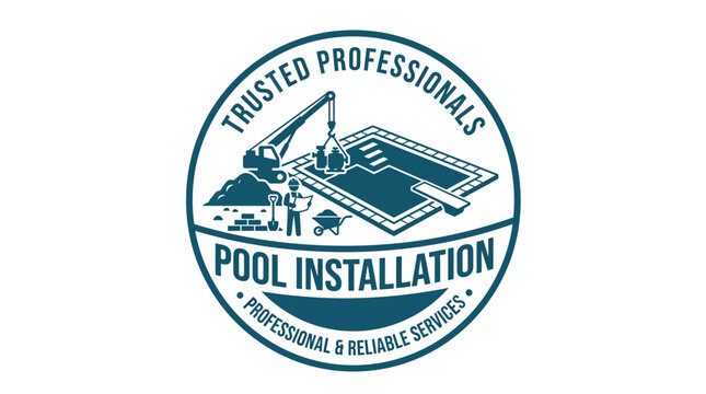 Construction seal logo for Pool Installation professional services.