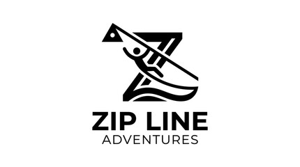 Zip line adventures logo with pulley and letter Z. © Anggii