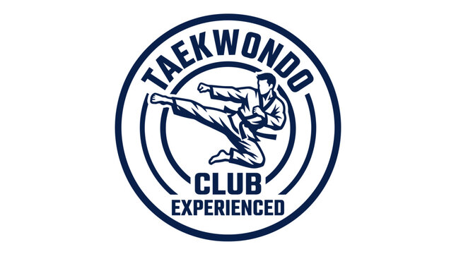 Martial arts kicker logo for taekwondo training club.