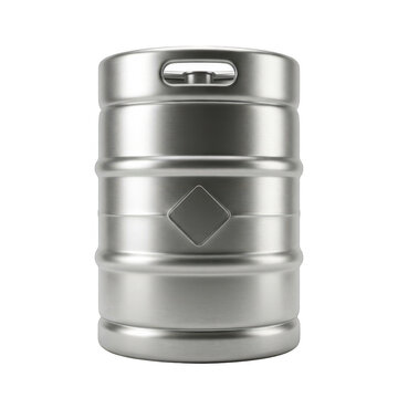Stainless steel beer keg isolated on transparent background