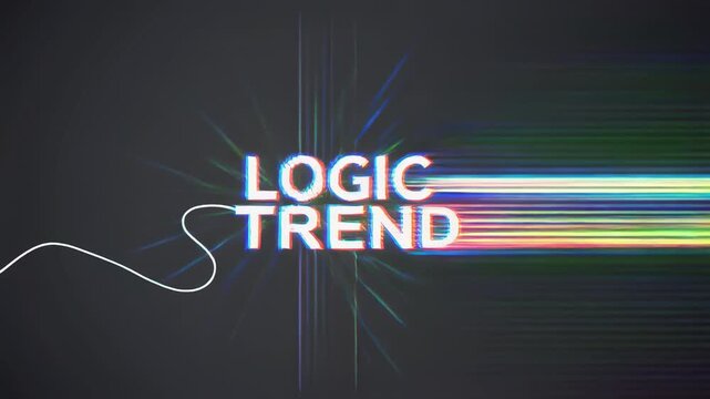 Abstract white line animation with logic symbols trend