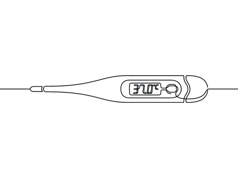 Thermometer displays 37.0 degrees Celsius showing normal temperature while monitoring health