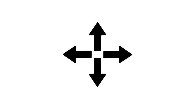 Four arrows corner four arrows expand Outline icon animation.arrow icon in trendy flat icon.arrows alls directions icon .Motion graphic 4k motion video.