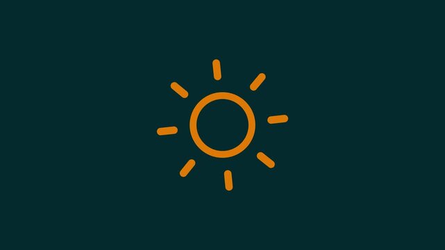 Animated simple outline sun summertime icon animation.4k motion video.