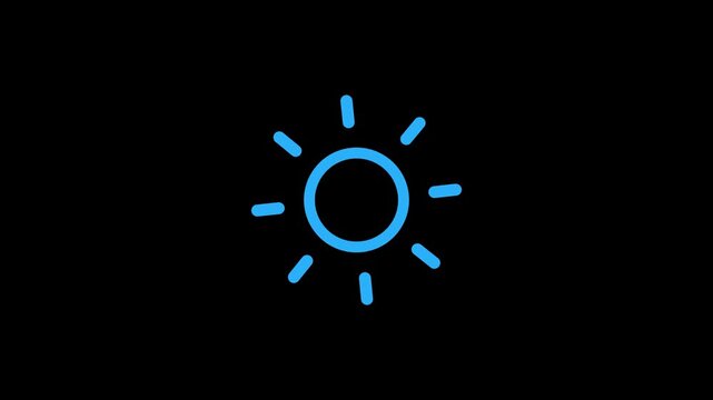 Animated simple outline sun summertime icon animation.4k motion video.