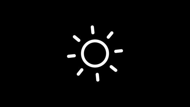 Animated simple outline sun summertime icon animation.4k motion video.