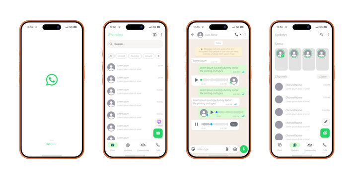 2026 updated WhatsApp messaging app interface mockup with iPhone 17 Pro Max chat screen templates and UI collection
