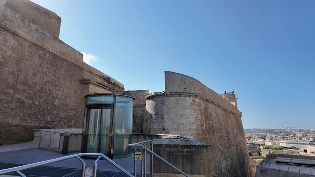 Victoria, Gozo, 01.07.2026 - Lift near the entrance in Citadel. High quality 4k footage