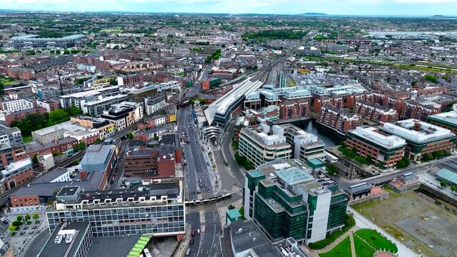 Aerial view of Connoly train Aerial view of Connoly train station in Dublin, the capital of Ireland