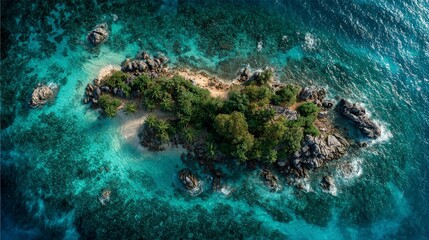 Obraz premium Underwater coral reef with marine life and clear blue water