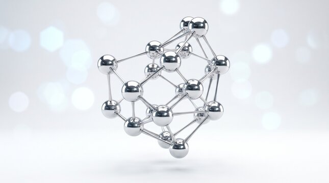 Fullerene Molecule C60 Nanotechnology Structure, 3D Atomic Model for Chemistry and Scientific Research