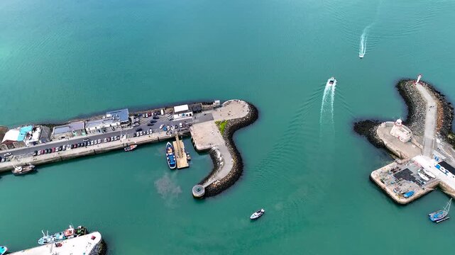 Aerial view of Howth, an Irish village on the Howth Peninsula, east of central Dublin