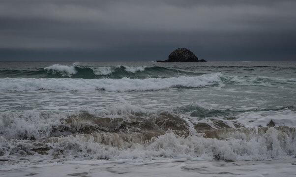 Stormy seaside on the atlantic coast of france.