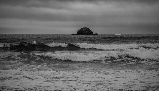 Stormy seaside on the atlantic coast of france.