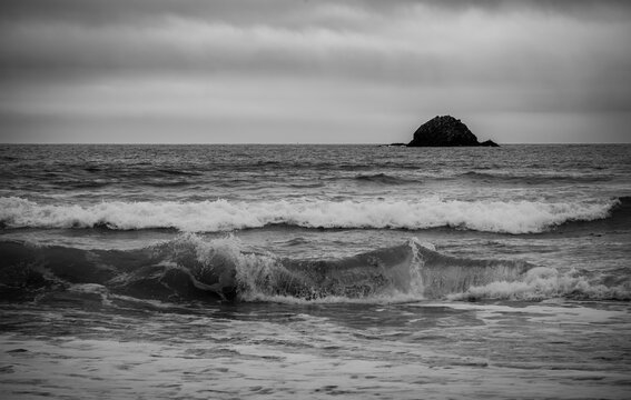 Stormy seaside on the atlantic coast of france.