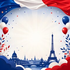 Bastille Day, Happy Bastille Day, France, French, French flag, French tricolor, Paris, Paris skyline, Eiffel Tower, France celebration, national holiday, French national day, July 14, patriotism, libe