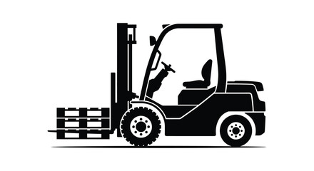Forklift Truck Silhouette Against A White Background © MBHM Studio