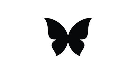 Black Butterfly Silhouette On White Background Minimalist Insect Shape © MBHM Studio