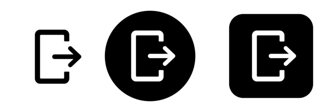 Logout button icon set with sign out symbol. Account log out and secure exit icons for web apps, dashboards and user portals