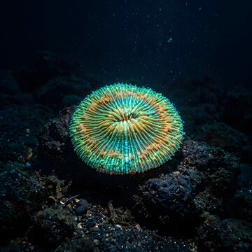 Colorful jellyfish with bioluminescent tentacles underwater.
