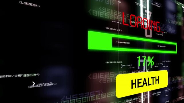 Health Download Progress Bar on Futuristic Digital Interface and Cyber Technology Background