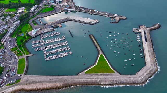 Aerial view of Howth, an Irish village on the Howth Peninsula, east of central Dublin