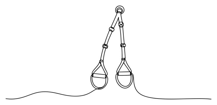 Suspension training straps for bodyweight exercise in continuous line art style