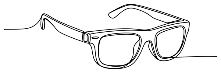 Pair of eyeglasses with classic frame for vision and fashion in minimalist continuous line art style © AnimalZOO