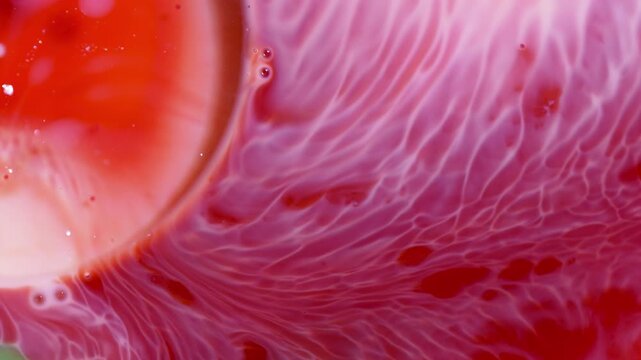 Microscopic Cell Network Macro - Abstract Red Capillaries and Fluid Motion
