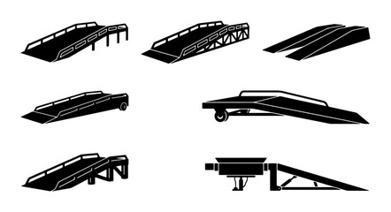 Diverse Bicycle and Skateboard Ramps Collection, Extreme Sports Jump Set, Outdoor Park Elements, Vector Graphics © Faija