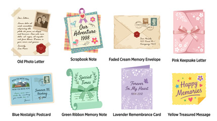 Naklejka premium Vector Set of Various Colorful Greeting Cards and Notes for Different Occasions and Events on a Neutral Background