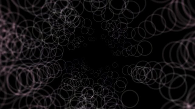 A modern abstract graphic featuring numerous circles and lines creating a dynamic pattern against a dark background, ideal for technology, digital, or creative projects.
