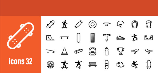 Skateboarding Equipment and Action Icons © liubomir118809