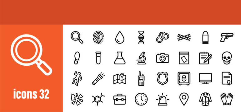 Forensics and Criminology Icon Set