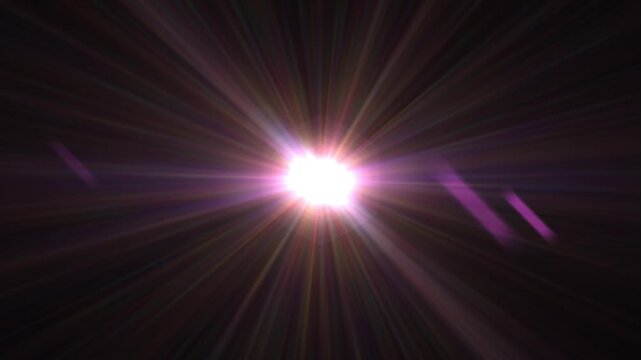 Vibrant purple-pink light explodes at the center of a black backdrop