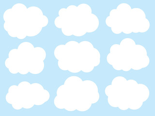 Fototapeta premium Collection of diverse fluffy white clouds.
