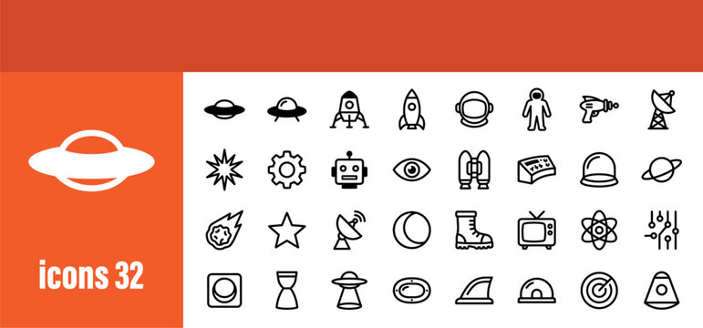 Space Exploration and Sci-Fi Line Icons