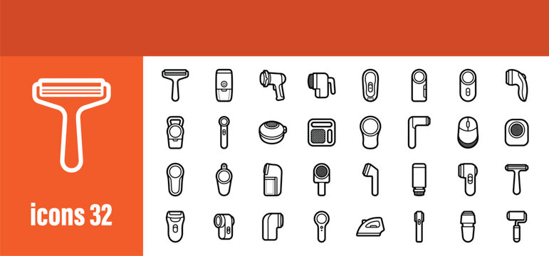 Fabric shaver and lint remover icons.